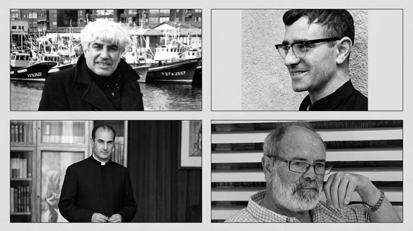 Los cuatro sacerdotes del Barrio Pesquero: Guillermo Simón, Miguel Bravo, Alberto Pico y Julián Torre