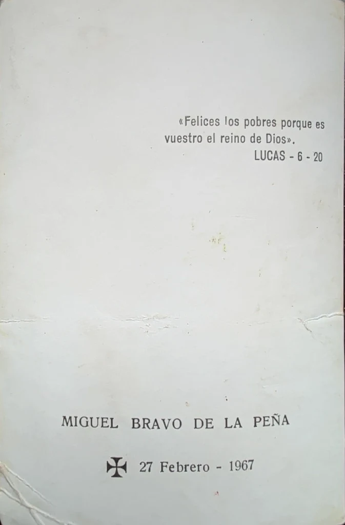 Texto del recordatorio de Miguel Bravo, fechado el 27 de febrero de 1967