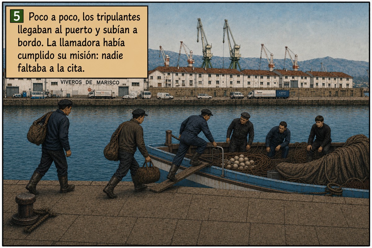 Viñeta 5: Los marineros embarcan
