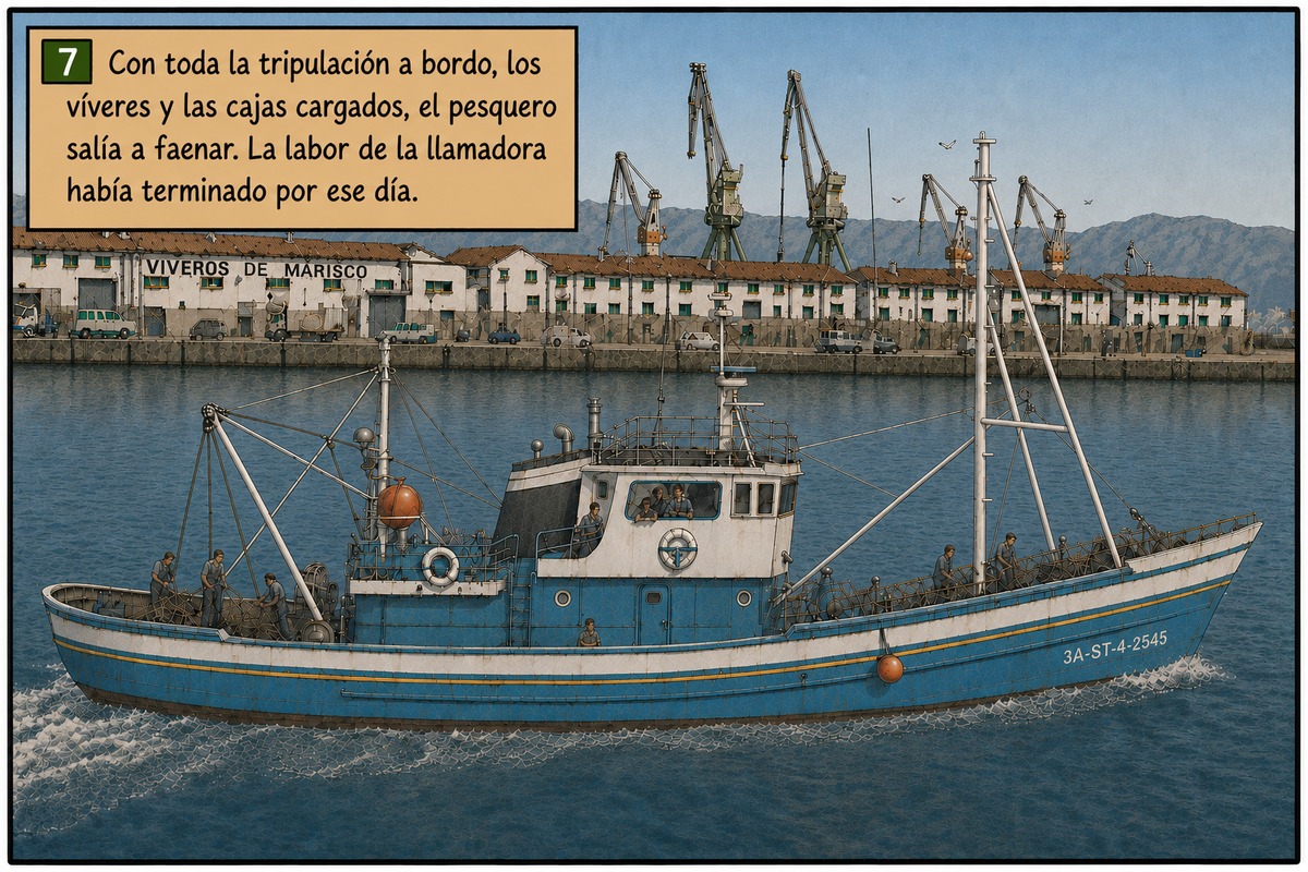 Viñeta 7: El barco sale a la mar
