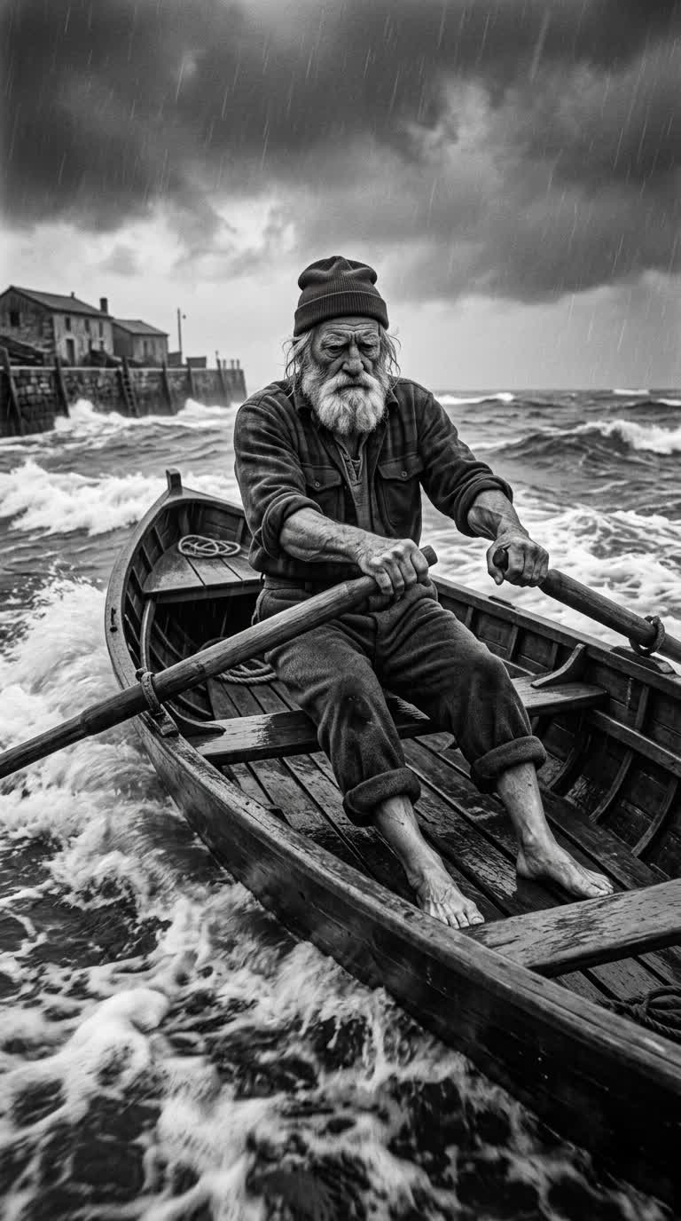 Recreación de Tío Tremontorio remando contra un temporal